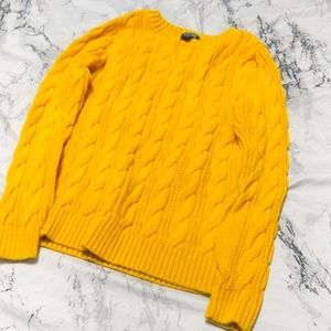 Land's End cotton drifter cable crew neck sweater